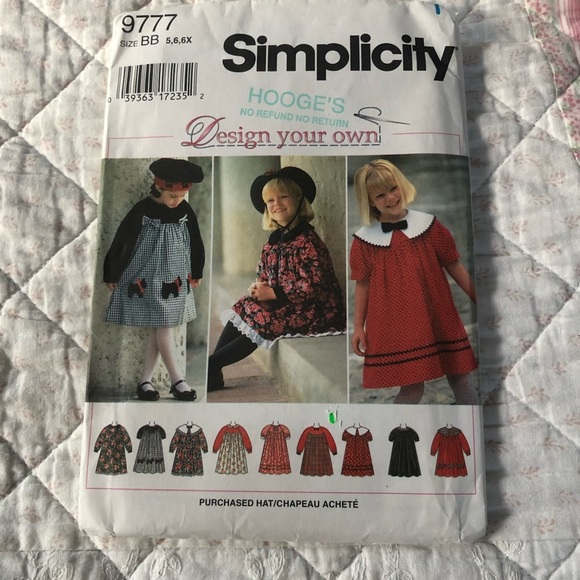 Simplicity Pattern 9777 - sizes 5-6-6x Design your own dress pattern. Uncut - Picture 1 of 9